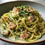 Courgettepasta met zalm en Boursin