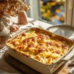 Aardappelgratin met worst, ei en roomkaas