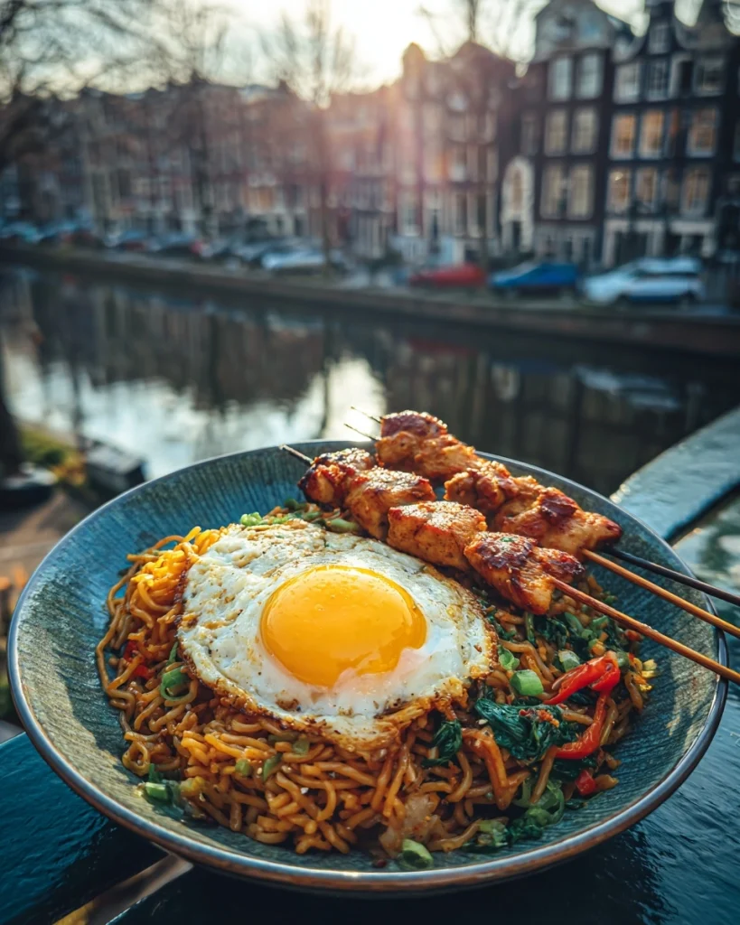 Bami Goreng met kipsaté en gebakken ei: Probeer dit heerlijke recept!