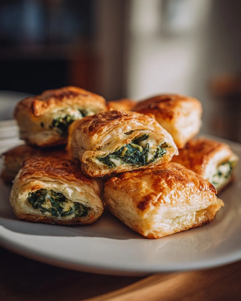 Bladerdeeghapjes met feta en spinazie voor een feestje!
