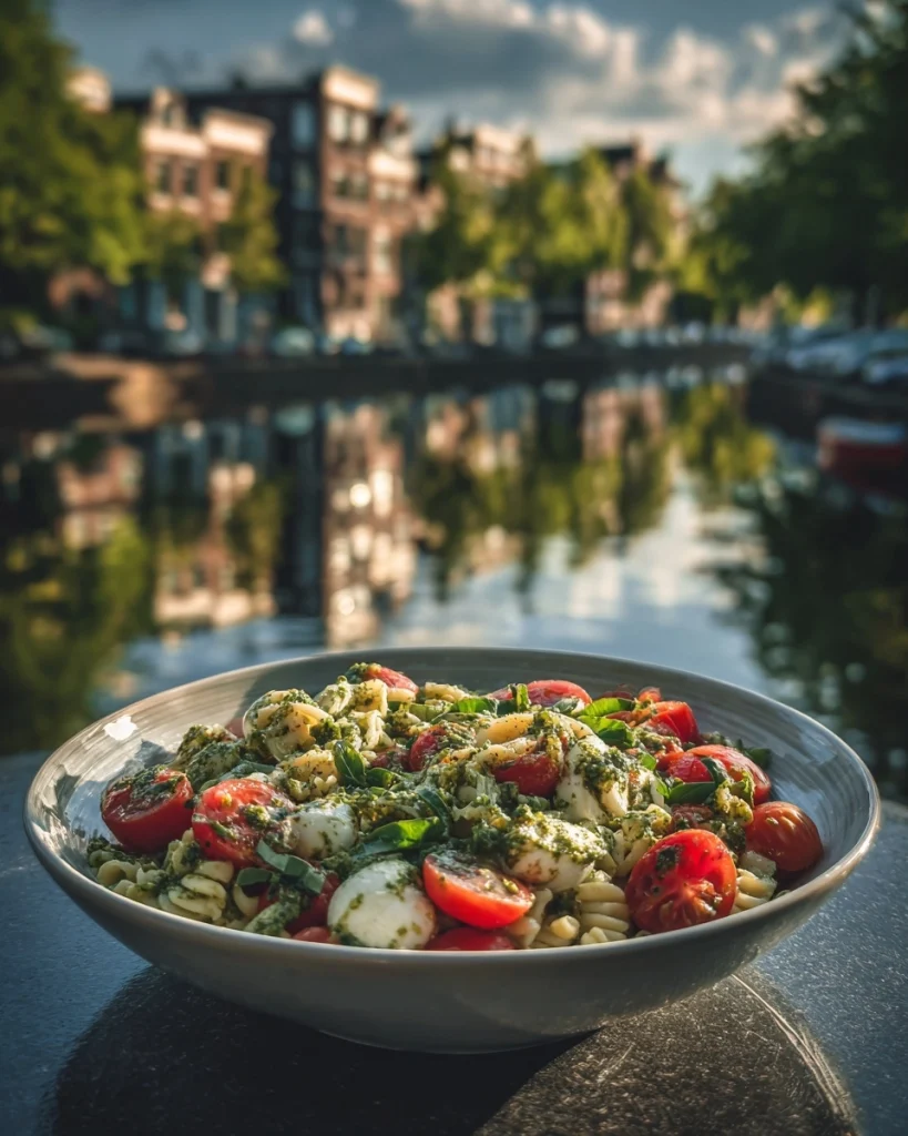 Caprese pastasalade met pesto en tomaat die je moet proeven!