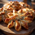 Gevulde bladerdeegster met kastanjechampignons