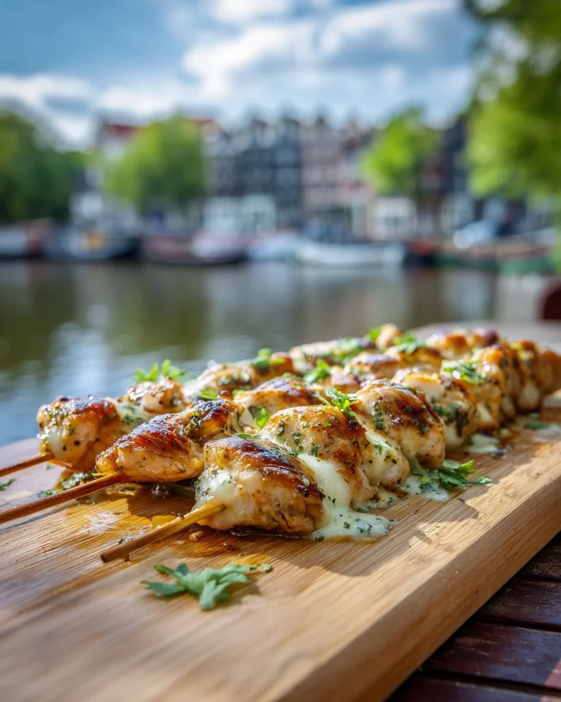 Kip bomb skewers met knoflook en mozzarella: Heerlijk en snel!