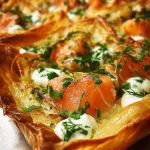 Knapperige filodeeg pizza met zalm