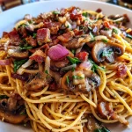 Pasta met Spekjes, Ui en Champignons