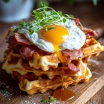 Brunch Topper: Hartige Wafels met Bacon, Ei en een Drupje Pindasaus.