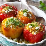 Frisse Mediterraan: Gevulde Paprika's met Couscous, Feta en verse Kruiden.