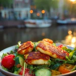 Snelle Weekdagtopper: Crunchy Halloumi Salade met Honing-Mosterd Dressing.