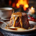 Winterse Warmte: Sticky Toffee Pudding met een Rijkelijke Karamelsaus.