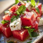 Zomers Bijgerecht: Frisse Watermeloen Salade met Feta en Munt.