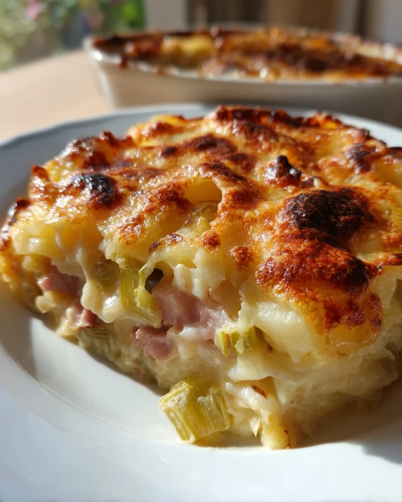 Aardappel-ovenschotel: ontdek de perfecte prei & ham!