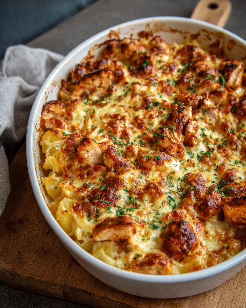 BBQ-kip ovenschotel met aardappel en cheddar