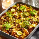 Big Mac ovenschotel met gehakt, kaas en augurk