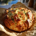Borrelbrood met knoflookboter en gesmolten kaas uit de oven