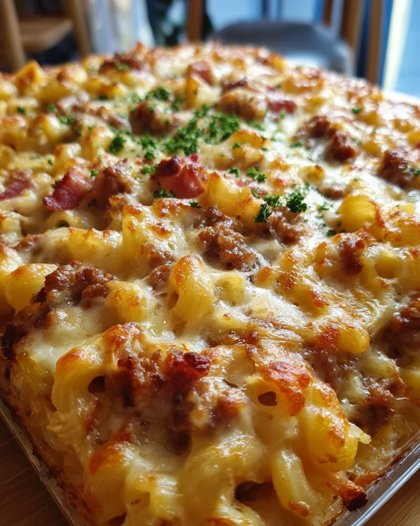 Cheesy Macaronischotel met Gehakt & Bacon: ontdek het romige recept!