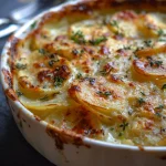 Franse aardappel ovenschotel met spek en gesmolten camembert
