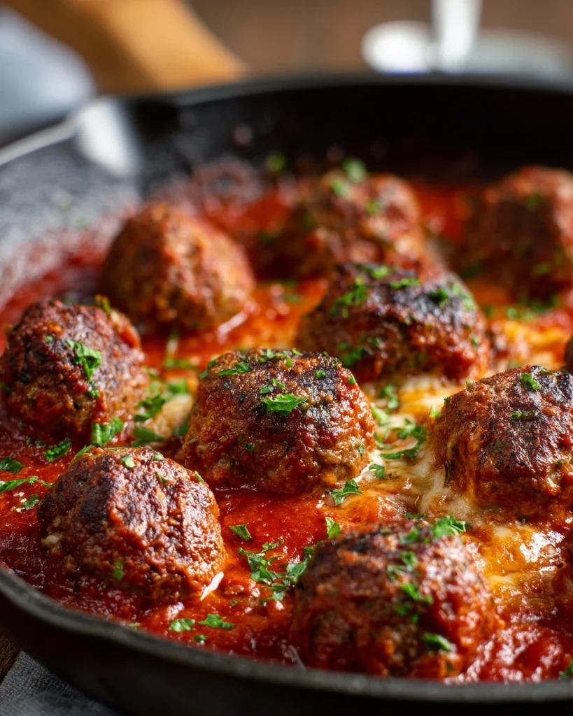 Gehaktballen uit de oven in tomatensaus met gesmolten kaas: ontdek het geheime recept!