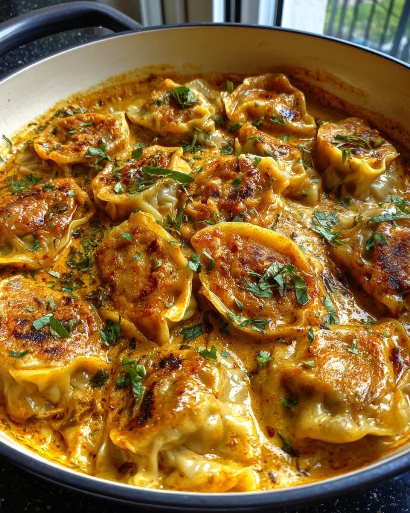 Gyoza Curry Ovenschotel met kokosmelk is onweerstaanbaar!