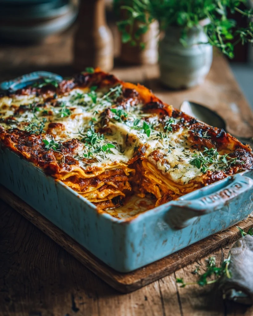 Herfstige pompoenlasagne met salie en romige kaassaus is onweerstaanbaar!