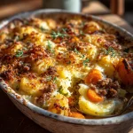 Hutspot ovenschotel met gehakt en knapperige kaaslaag