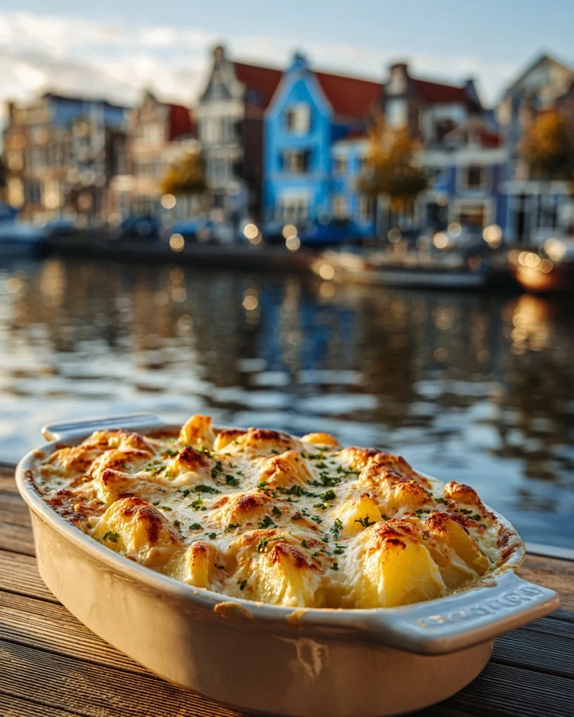 Kabeljauw ovenschotel met aardappel en kaassaus, perfect voor elke maaltijd!