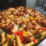 Kip al Forno met penne, paprika en geraspte kaas