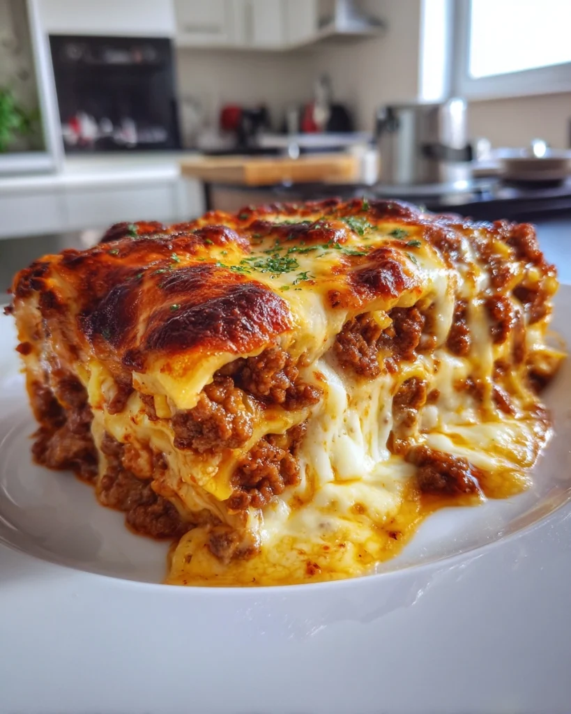 Lasagne-achtige ovenschotel met gehakt & kaas