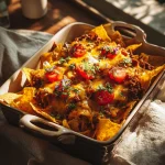 Nacho ovenschotel met gehakt en cheddar