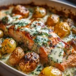 Ovenschotel met Zalmfilet, Krieltjes en Romige Dillesaus