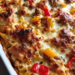 Paprikapasta met gehakt en kaas uit de oven