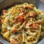 Pasta met Boursin en zalm