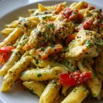 Penne met Kip, Paprika en Pesto-Tomatensaus uit de oven