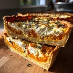 Pompoentaart met geitenkaas & tijm
