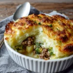 Prei en gehakt ovenschotel met aardappelpuree en kaas