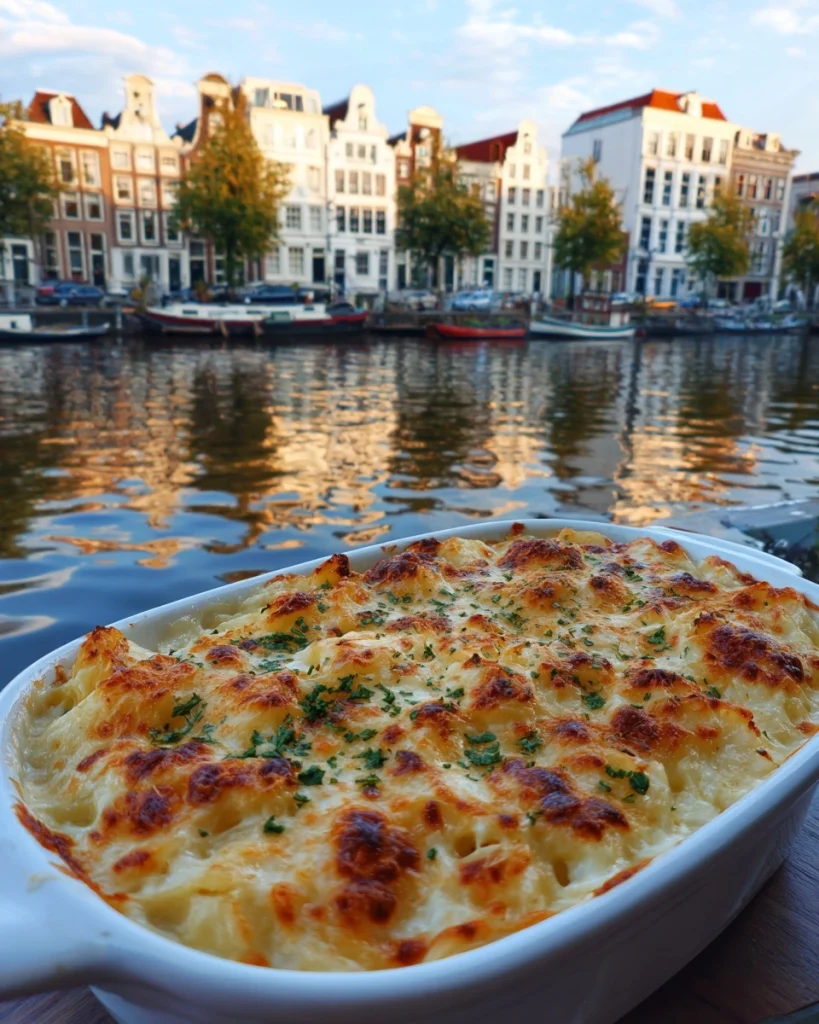 Romige aardappelgratin met knoflook en drie kazen is onweerstaanbaar!