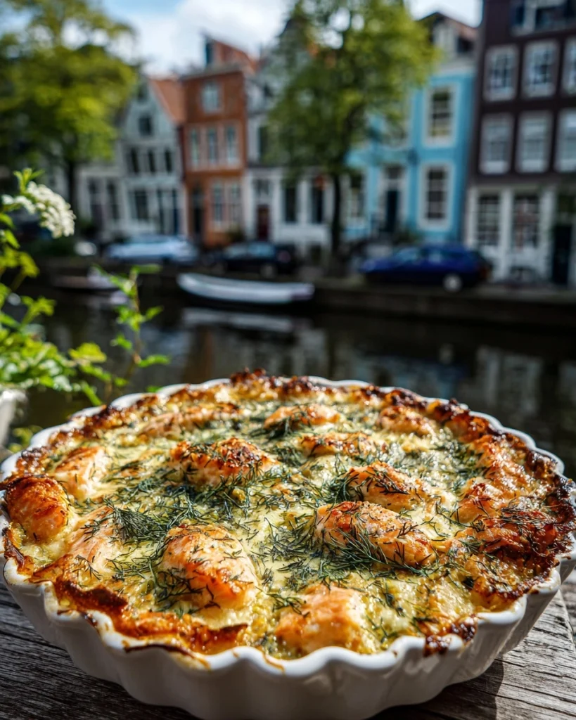 Romige zalmschotel met prei en dille uit de oven is onweerstaanbaar!