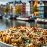 Tonijn-pasta ovenschotel met doperwtjes en kaas