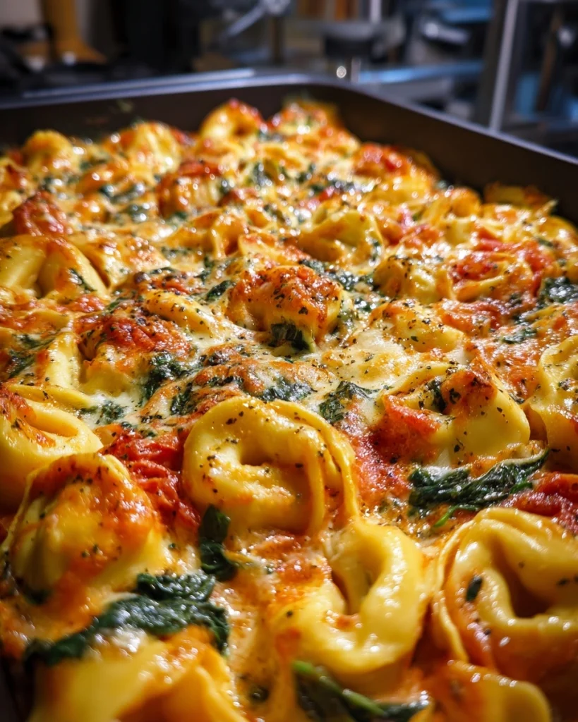 Tortellini Ovenschotel met Romige Tomatensaus & Spinazie voor een heerlijke avondmaaltijd!