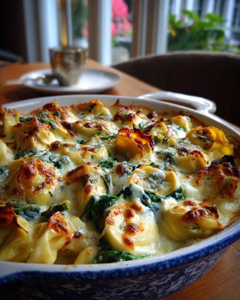 Tortellini ovenschotel met spinazie en blauwe kaas verrast je!