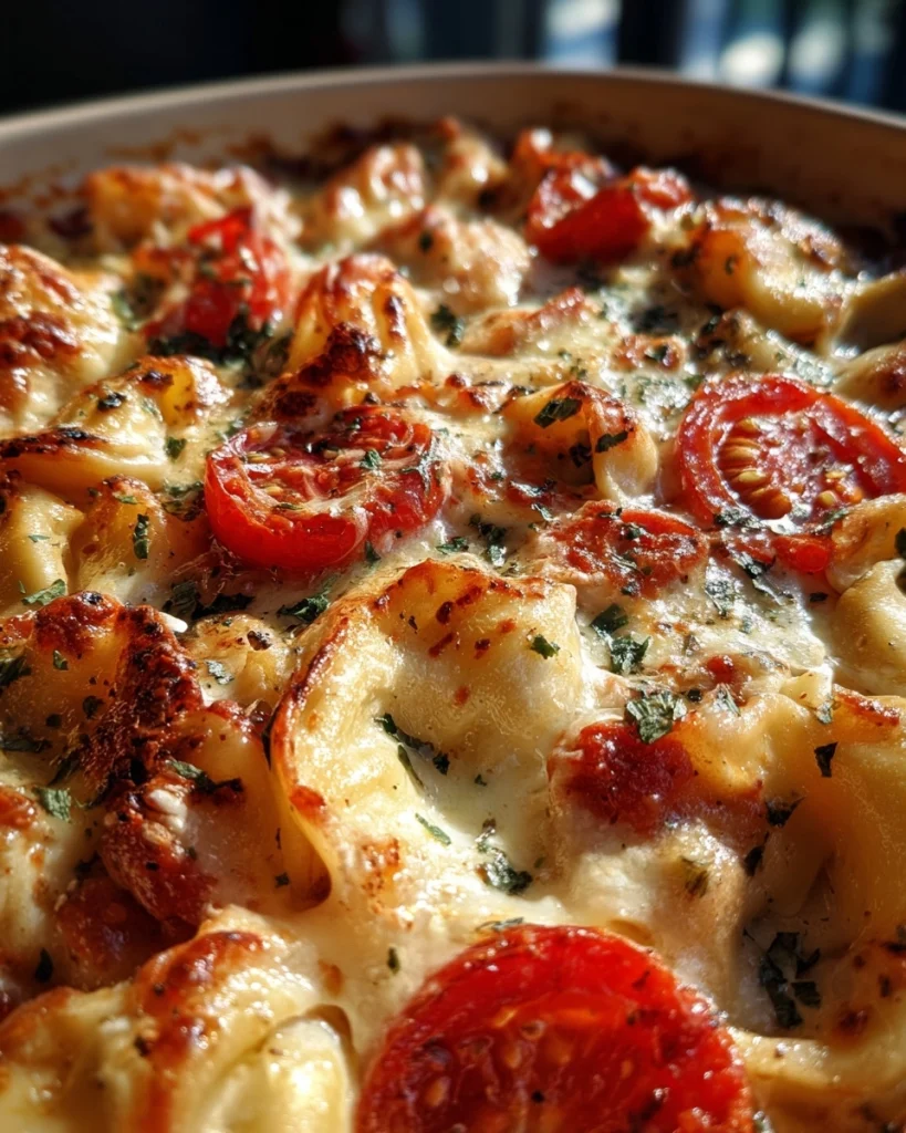 Tortellini-ovenschotel met tomaat en mozzarella is verrukkelijk!