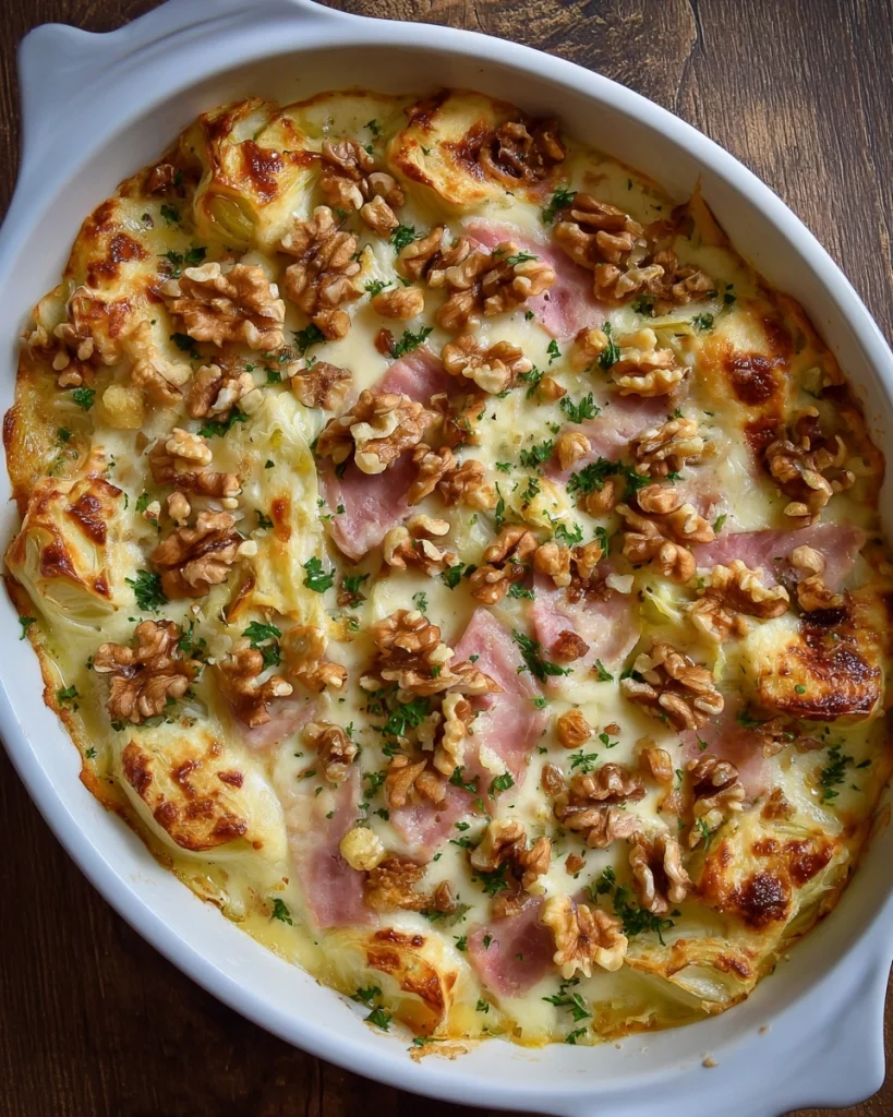 « Witlof-ovenschotel met ham, brie en walnoot: Ontdek het recept! »
