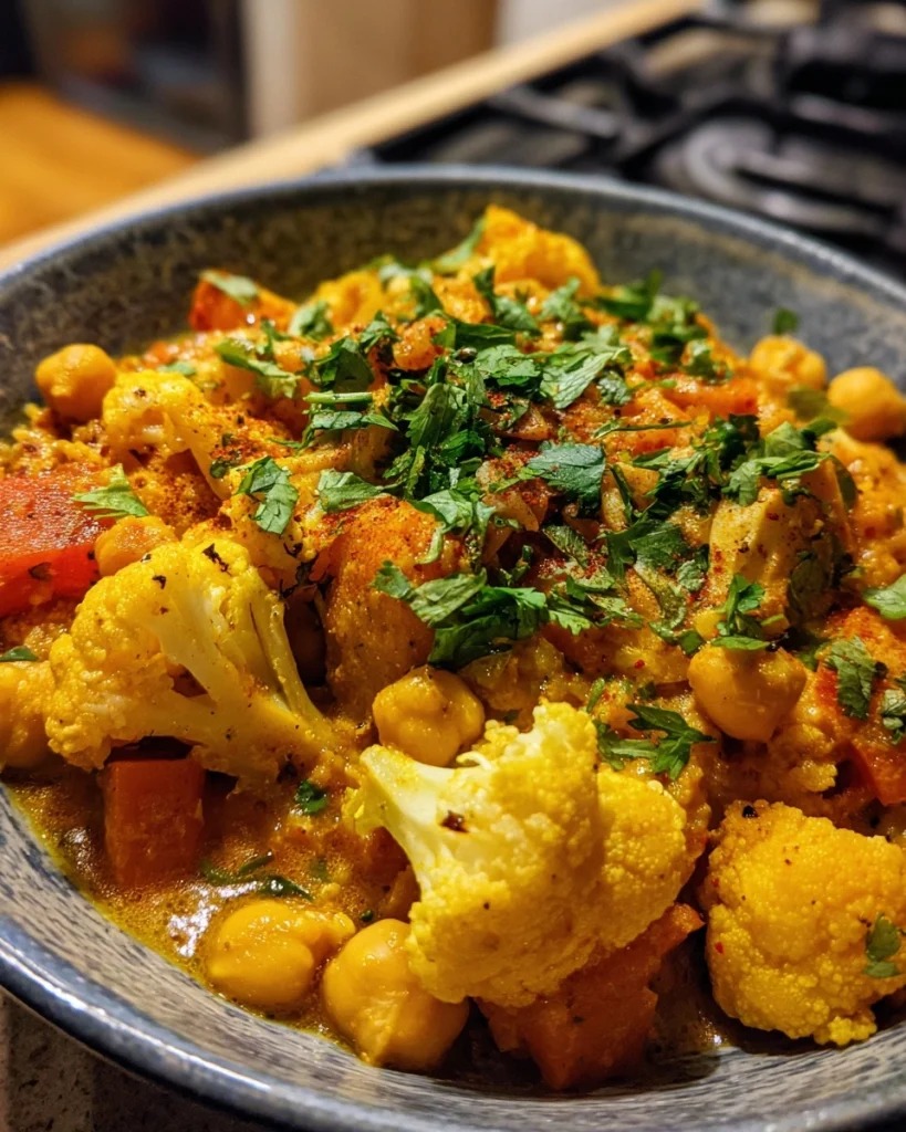 Bloemkool curry met kikkererwten voor een gezonde maaltijd!