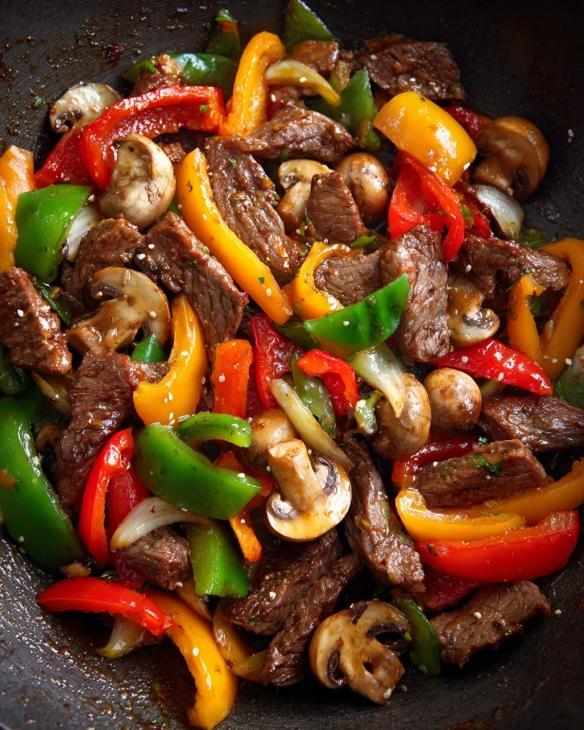 Deze stoof met paprika, rundreepjes en champignons is perfect voor drukke avonden en supersnel klaar voor een smakelijk diner!