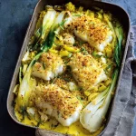 Ovenschotel met kabeljauw, prei en kerriesaus