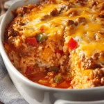 Ovenschotel met paprika, gehakt en rijst