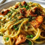 Pasta met zalm en doperwten