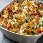 Pasta-ovenschotel met groente en Boursin