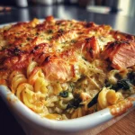 Pasta ovenschotel met zalm en spinazie