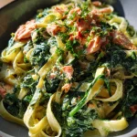 Spinazie-pasta met zalm
