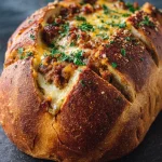 Stokbrood gevuld met Gehakt, Kaas en Ui